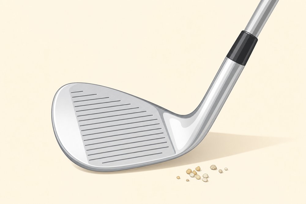 A wedges golf club photographed on a cream background